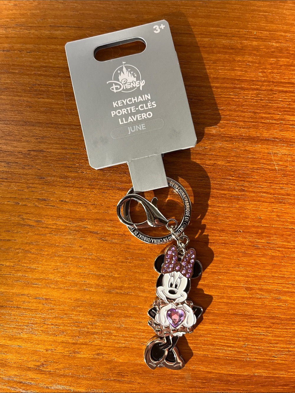 NWT Disney Parks Minnie Mouse June Birthstone Keychain
